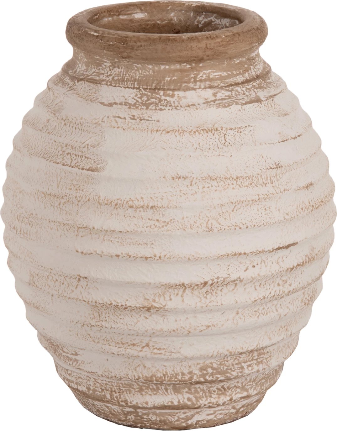 Vazo dekorative për dysheme PYDNA FH7939 terrakota, ngjyrë e bardhë-bezhë antike, Φ25x30H cm