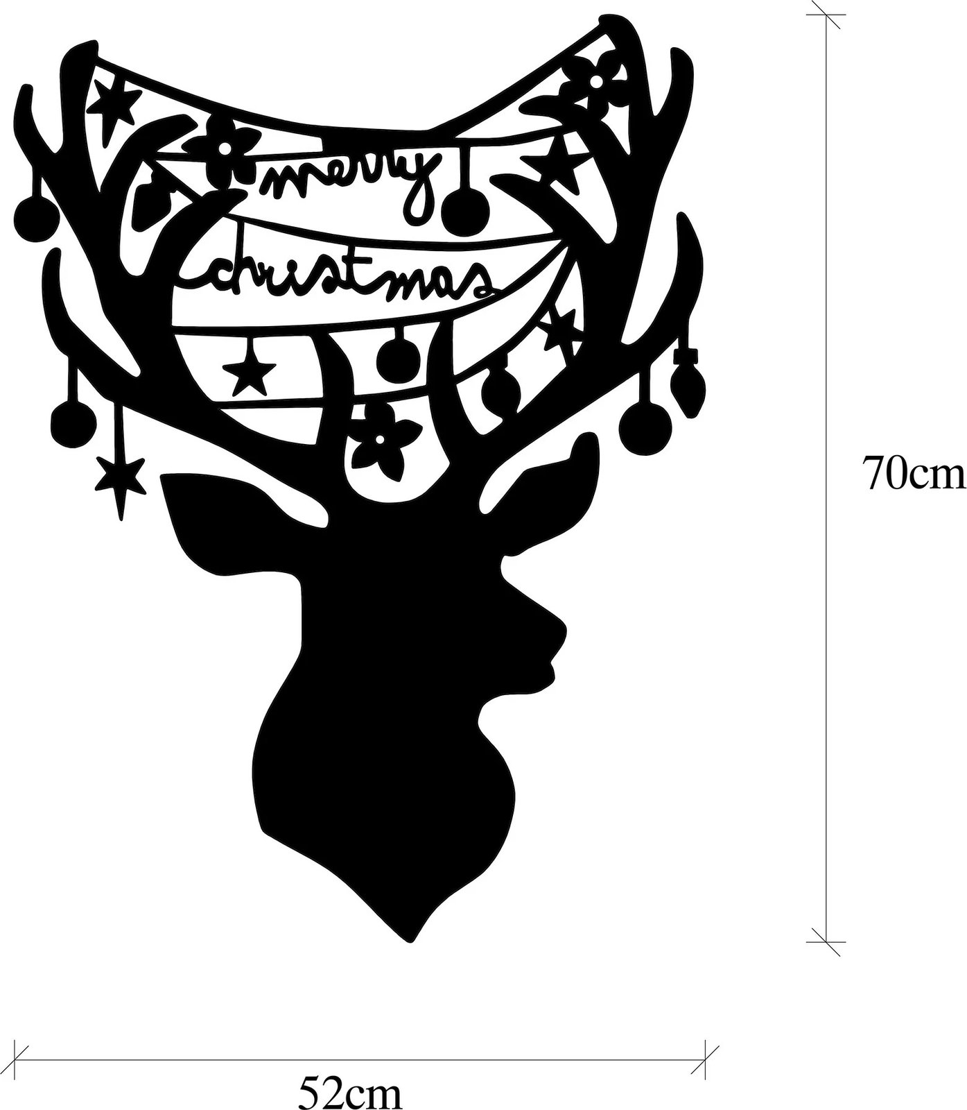 Aksesor dekorativ metalik për mur, Wallity, XMASBLACK - 026