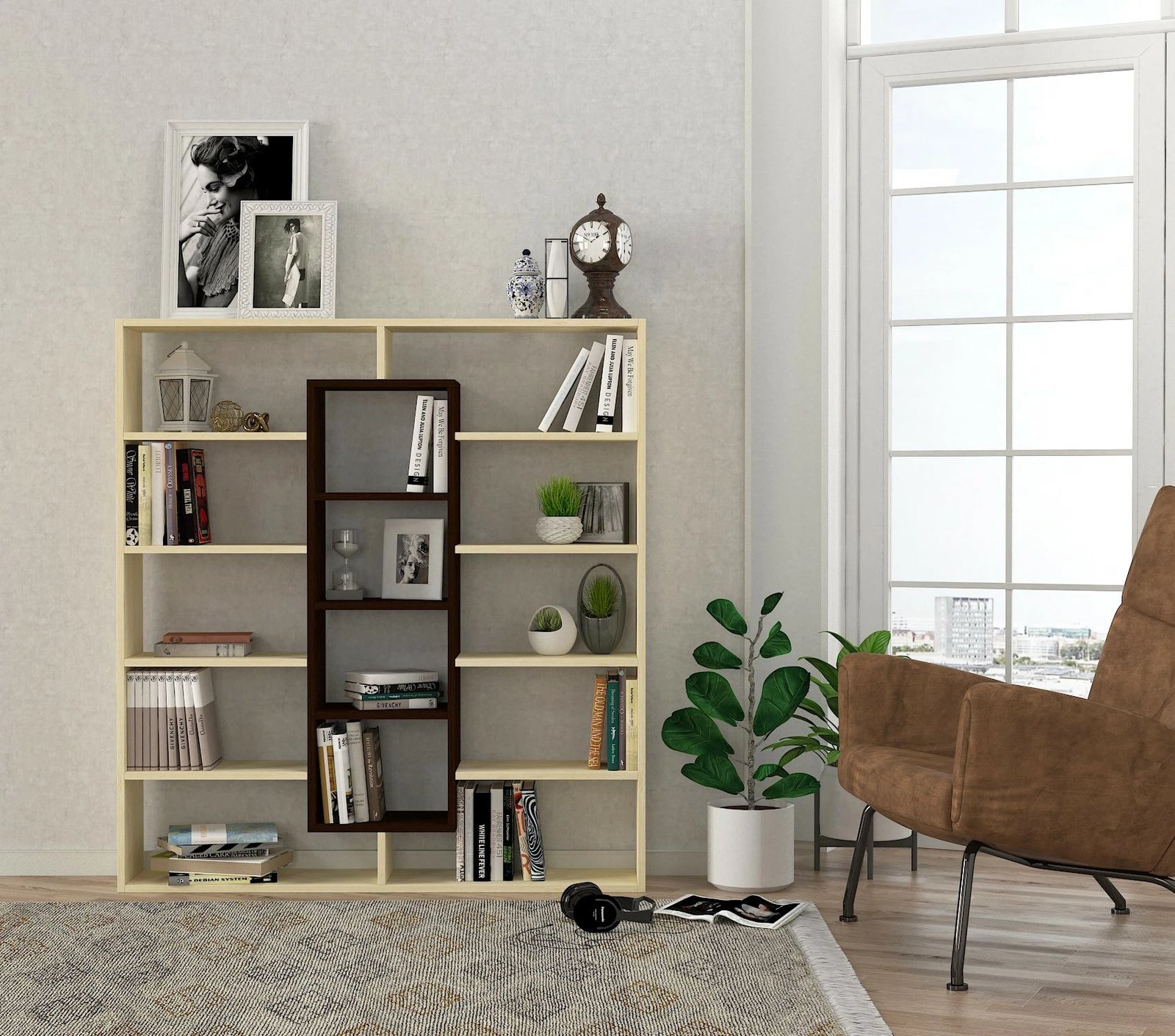 Raft librash Hanah Home, Ample, ngjyrë wenge dhe betull