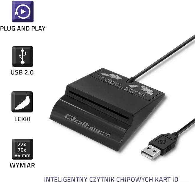 Lexues i kartave Qoltec 50636 Intelligent, USB Type-C