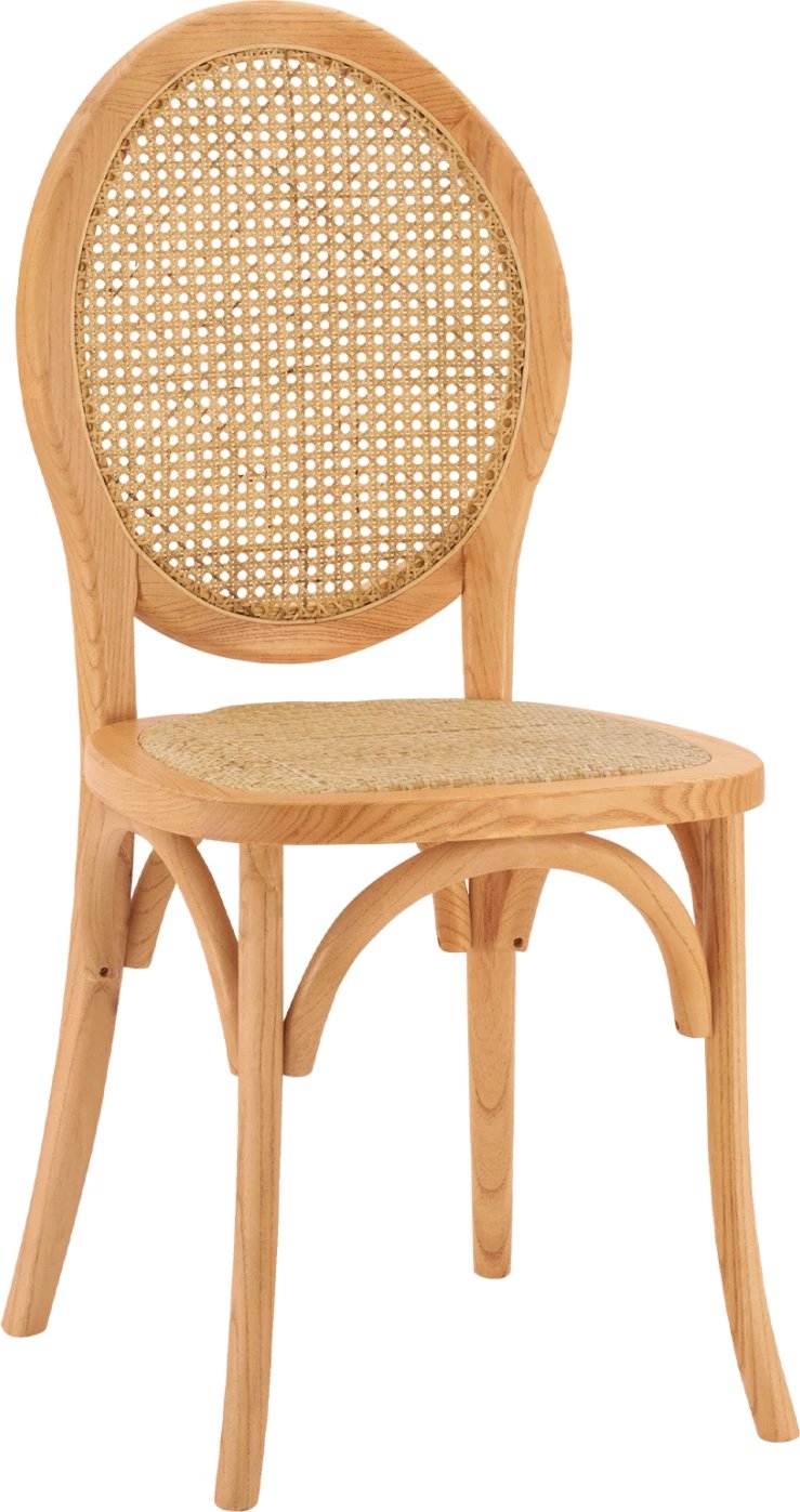 Karrige druri me shpinë ovale dhe ratan, ngjyrë natyrale, FH8745.01, 45x50x97