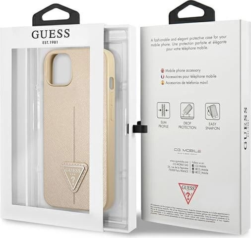 Mbështjellës Guess GUHCP14MPSATLE për iPhone 14 Plus 6.7", SaffianoTriangle Logo, Bezhe Mbështjellës Guess GUHCP14MPSATLE për iPhone 14 Plus 6.7", SaffianoTriangle Logo, Bezhe