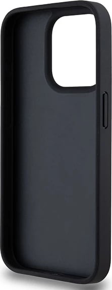 Mbështjellës DKNY Leather Checkered Mono Pattern & Printed Stripes për iPhone 15 Pro, i zi