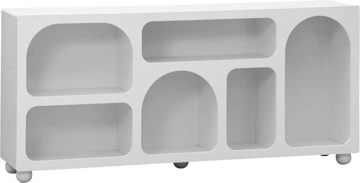 Bufe Emersi me rafte, MDF, ngjyrë e bardhë, 164x34x76cm