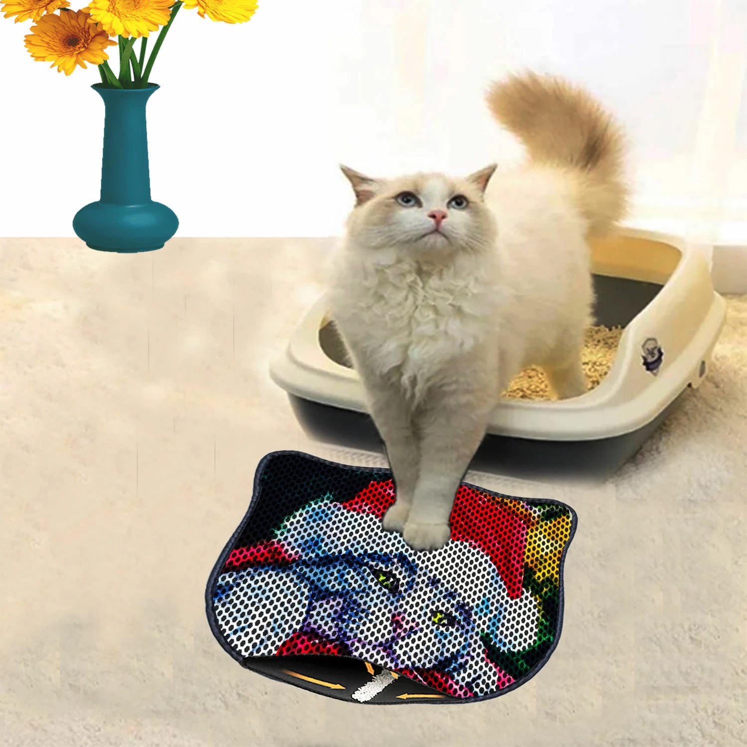 Tapet për rërë mace, shumëngjyrësh, Paws & Whiskers, Kdkafa0116, 40x50cm