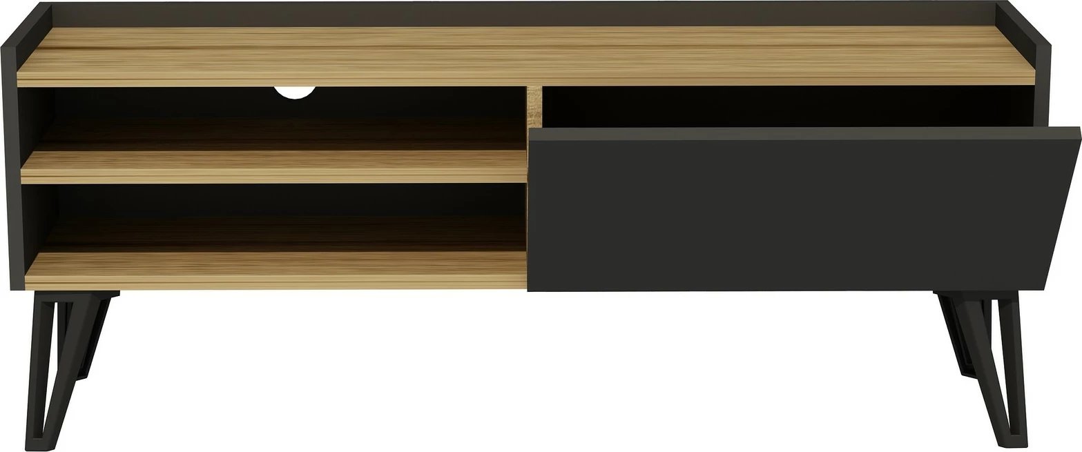 Komodë TV Veronica, ngjyrë lis dhe antracit, 120x49.5x33.1cm