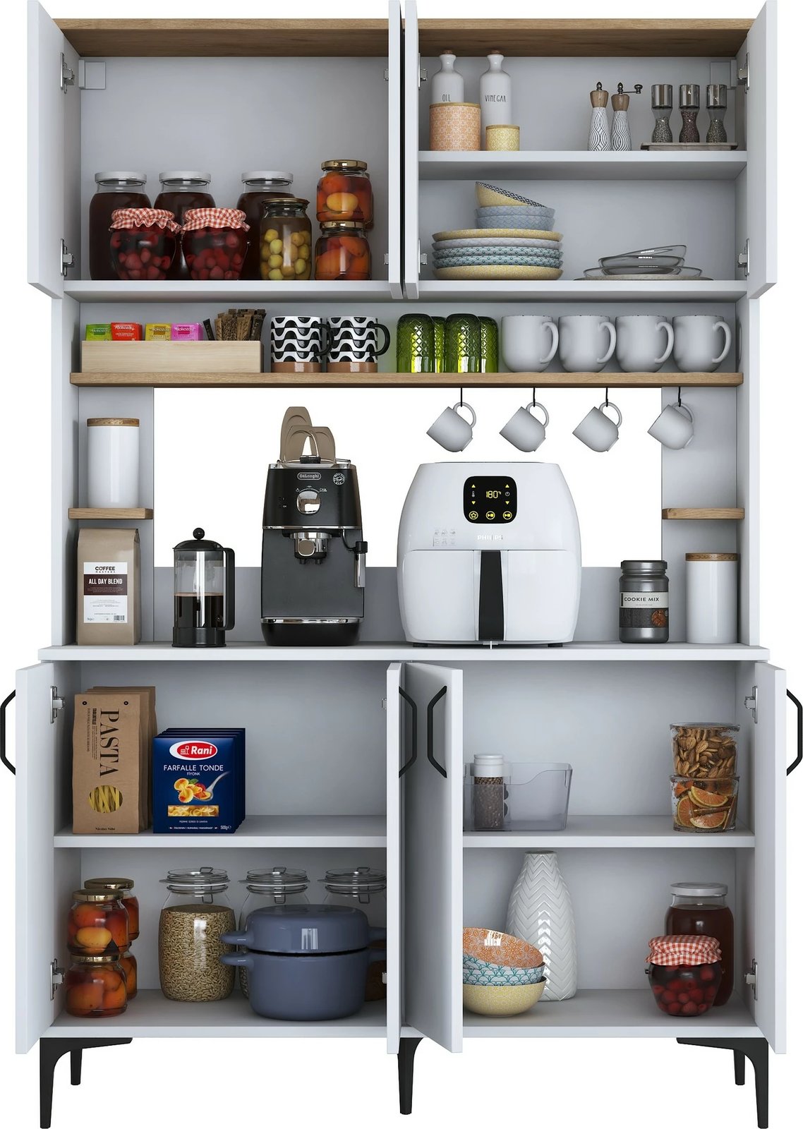 Dollap multifunksional Hanah Home, JE176 - 3291, ngjyrë e bardhë dhe arre