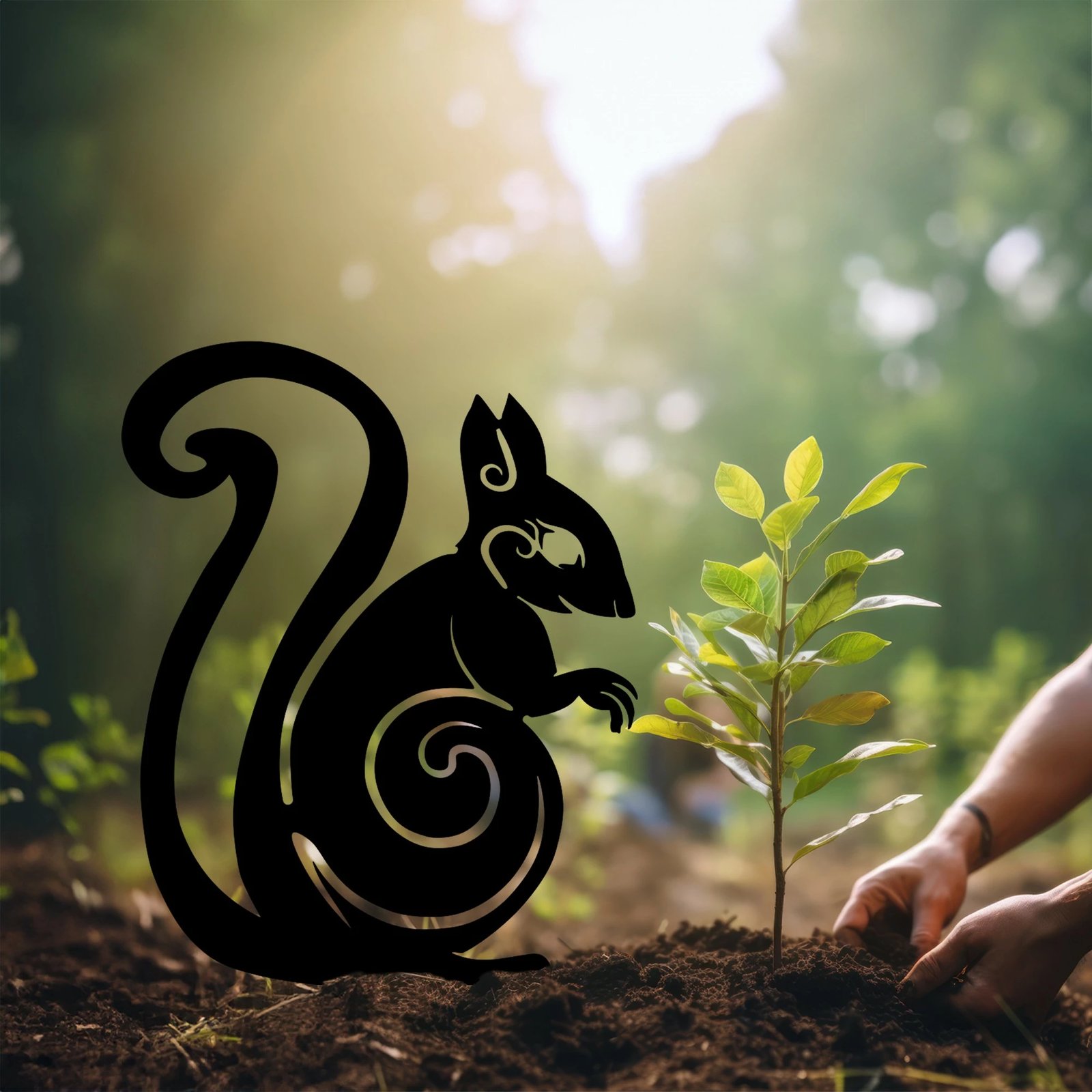 Objekt dekorativ për kopsht, Aberto Design, ketër, ngjyrë e zezë, 44x23cm