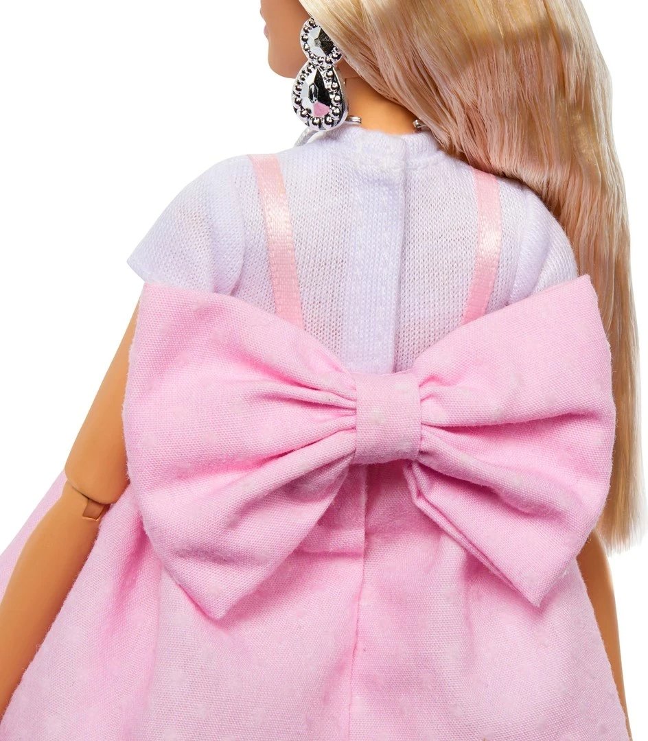 Kukull mode Barbie Deluxe Style #3, MATTEL, 1282971, fustan rozë pastel me fjongo të madhe, flokë të verdha