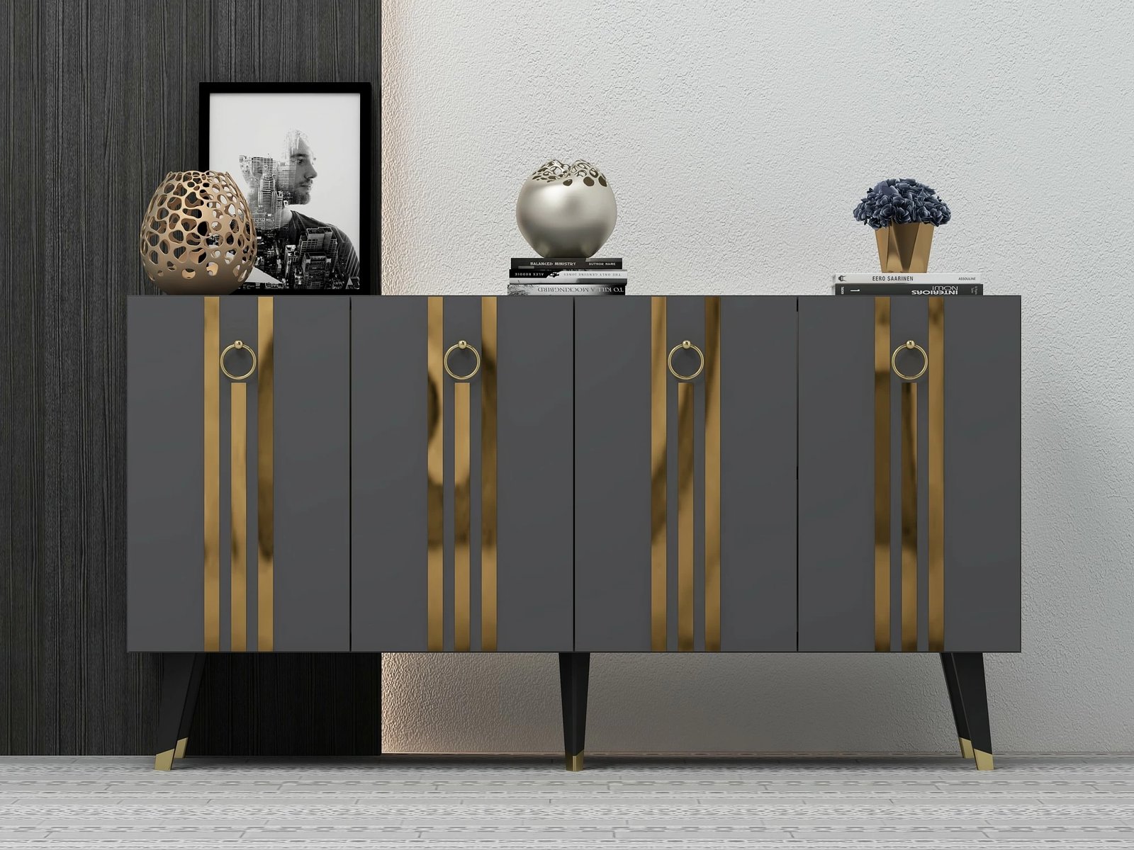 Konsolë Hanah Home, Isil, antracit dhe ari