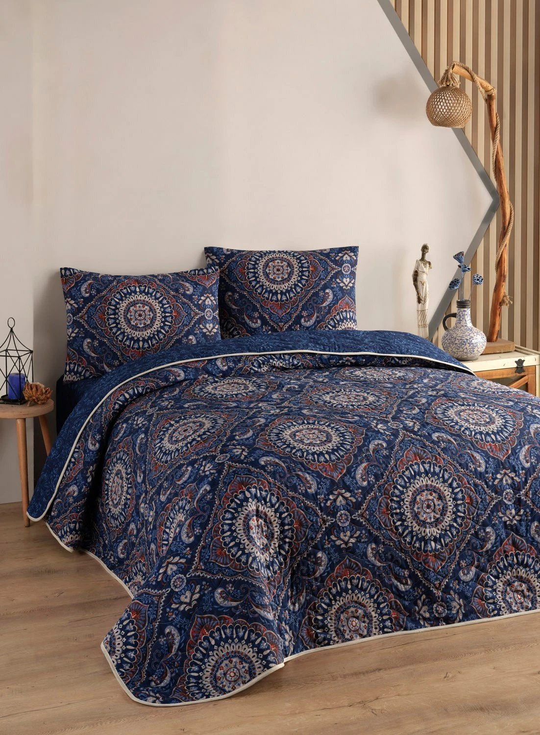 Mbulesë krevati dopio, ngjyrë e kaltër e errët, L'essentiel, Varak