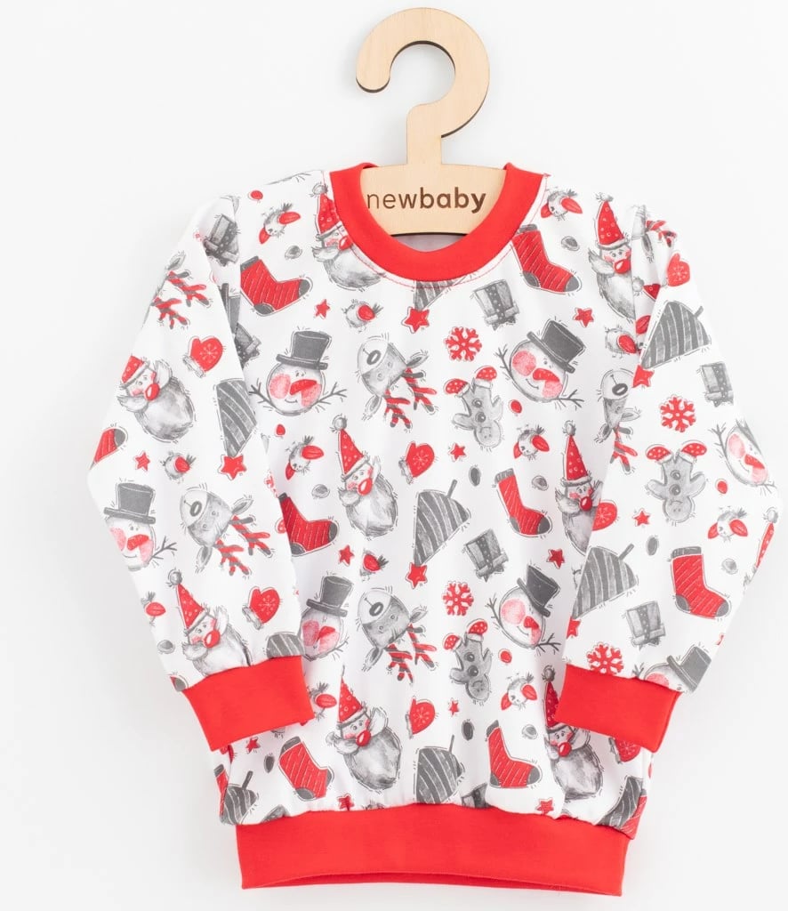 Pizhama fëmijësh New Baby 100% pambuk mëngë të gjata madhësia 128/134 me motiv Krishtlindje e kuqe set 2 copësh
