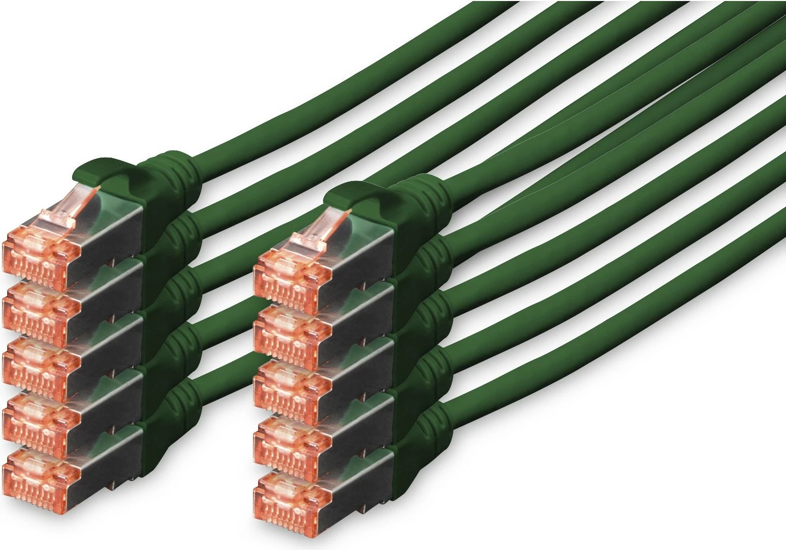 Kabllo rrjeti Cat6 Digitus 0.25m, S/FTP, 10 copë, ngjyrë e gjelbër