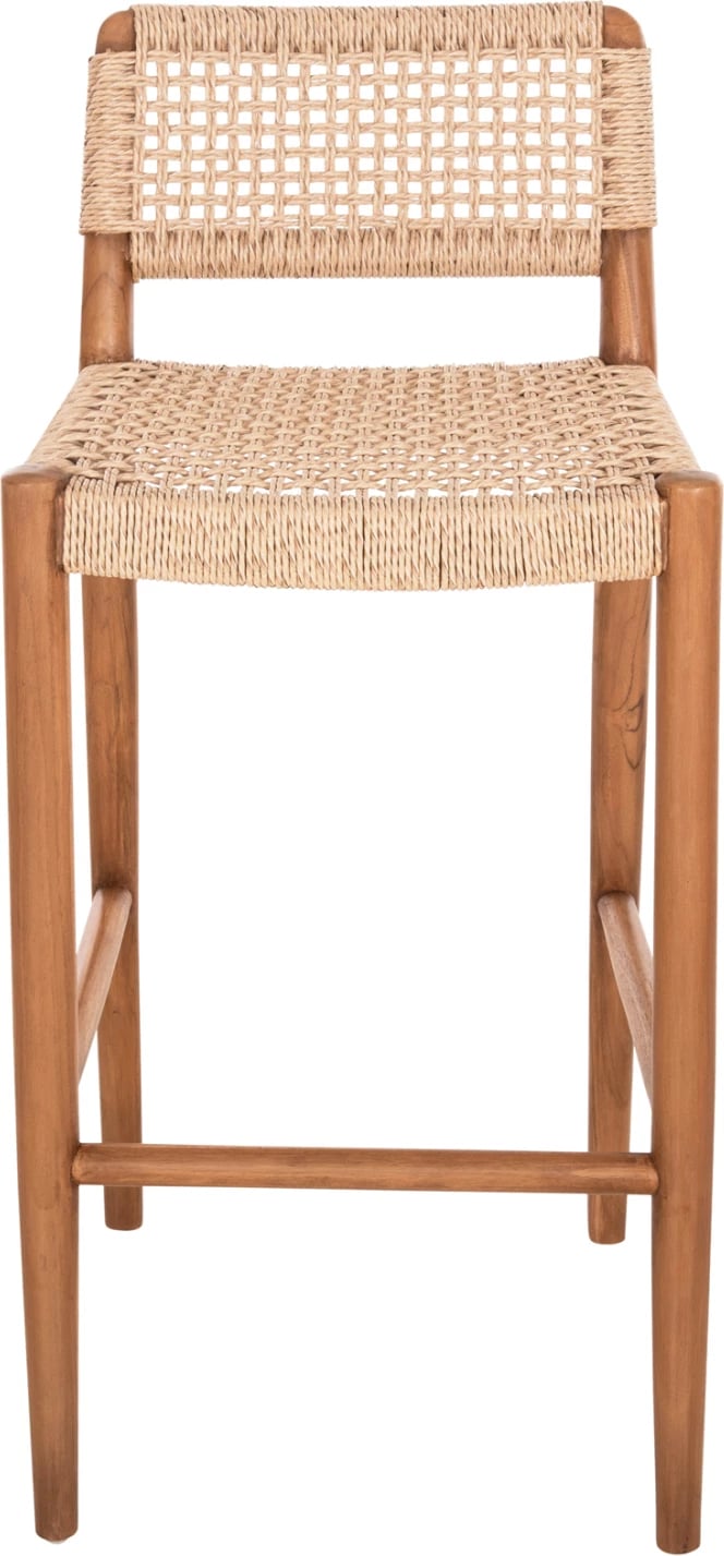 Karrige për bar ROSCO FH6134 dru tik ngjyrë natyrale-VIRO litar ngjyrë bezhë 47x52x100H cm