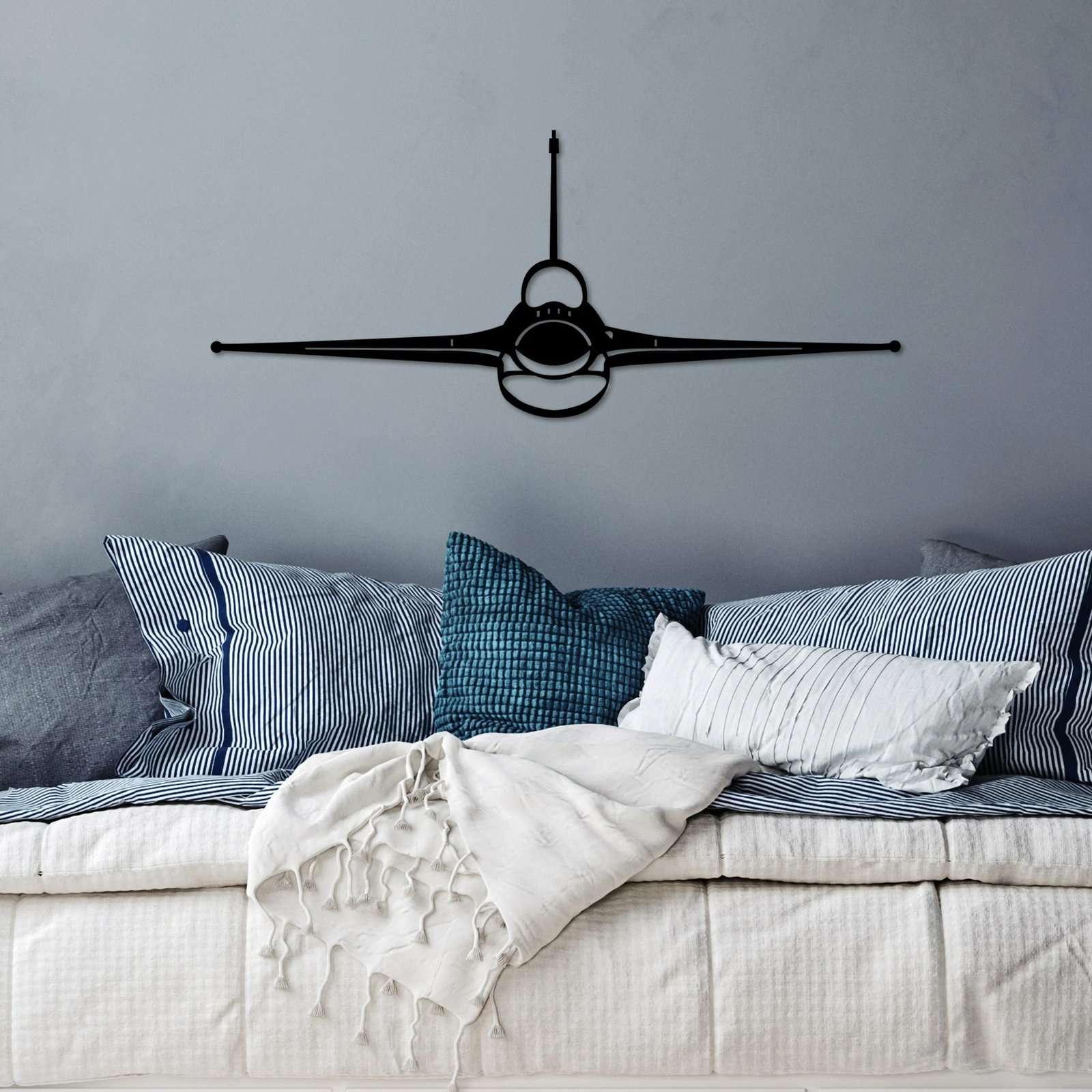 Aksesor dekorativ metalik për mur, Wallity, aeroplan F-16