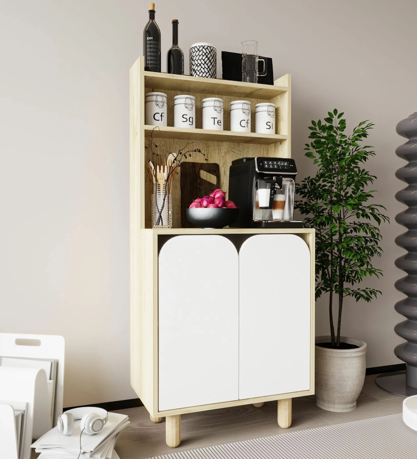 Dollap shumëpërdorimësh Skye Decor, Parma 2, ngjyrë lis safir dhe e bardhë