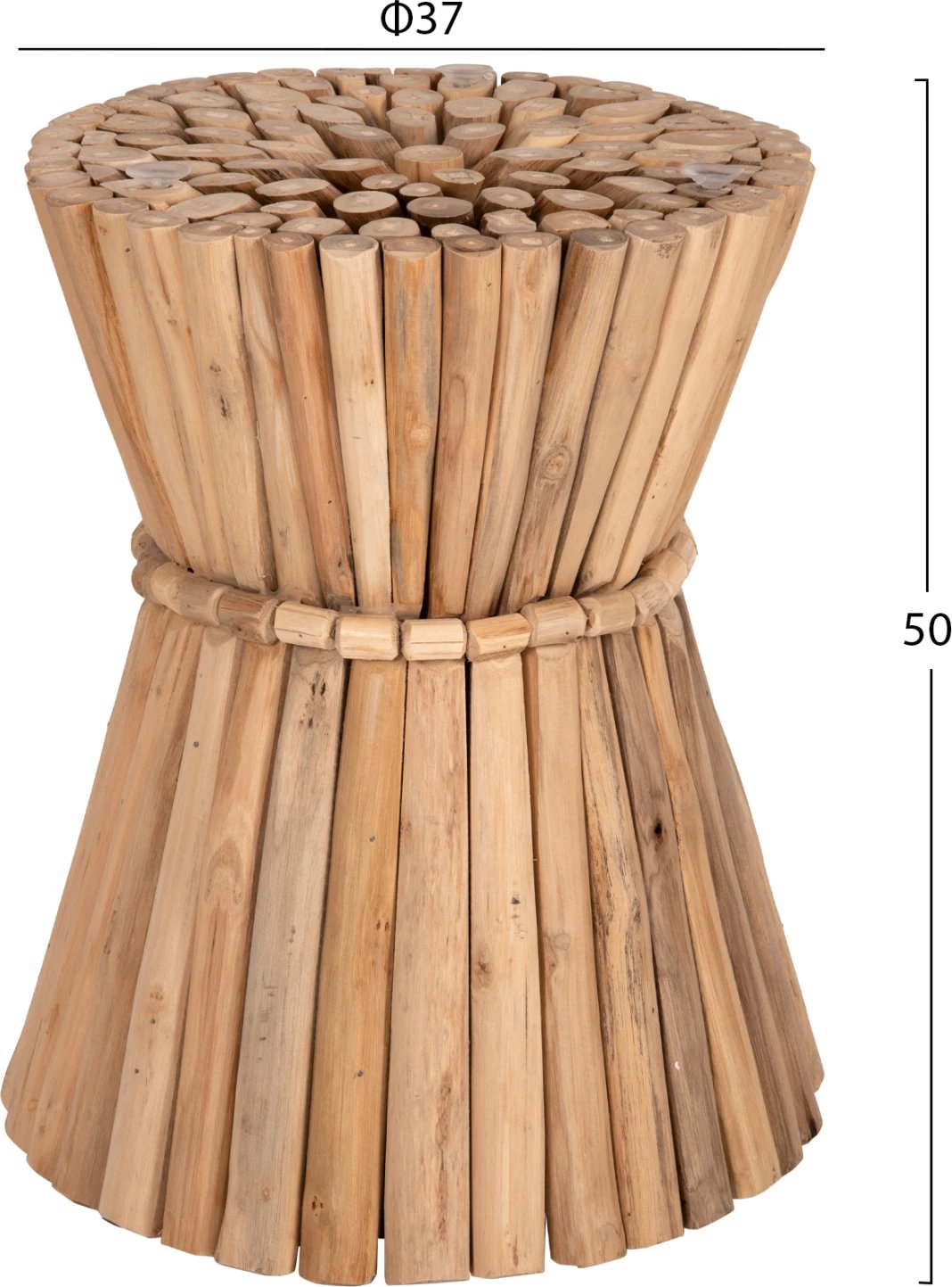 Tavolinë anësore e rrumbullakët COOTER, degë teak, natyrale, Φ37x50Hcm