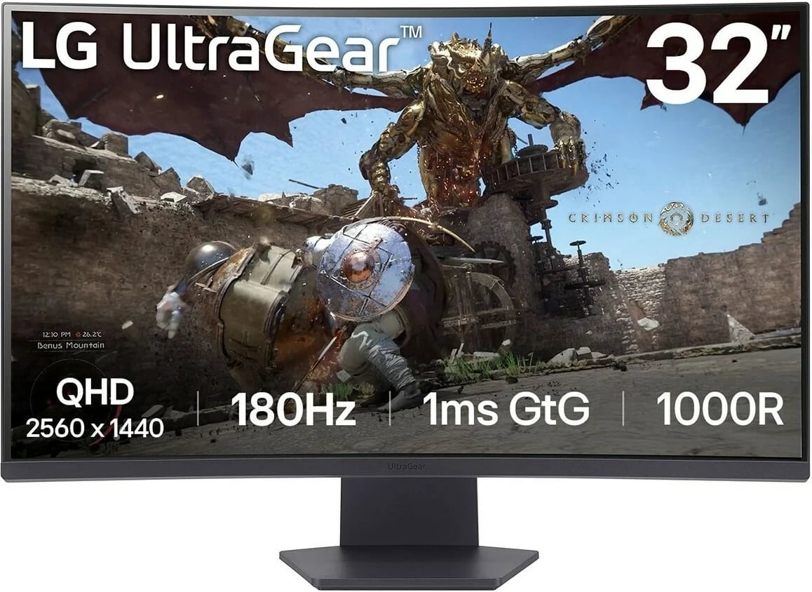 Monitor LG GS60QC, 31.5", VA, QHD, 1ms, 180Hz, i zi
