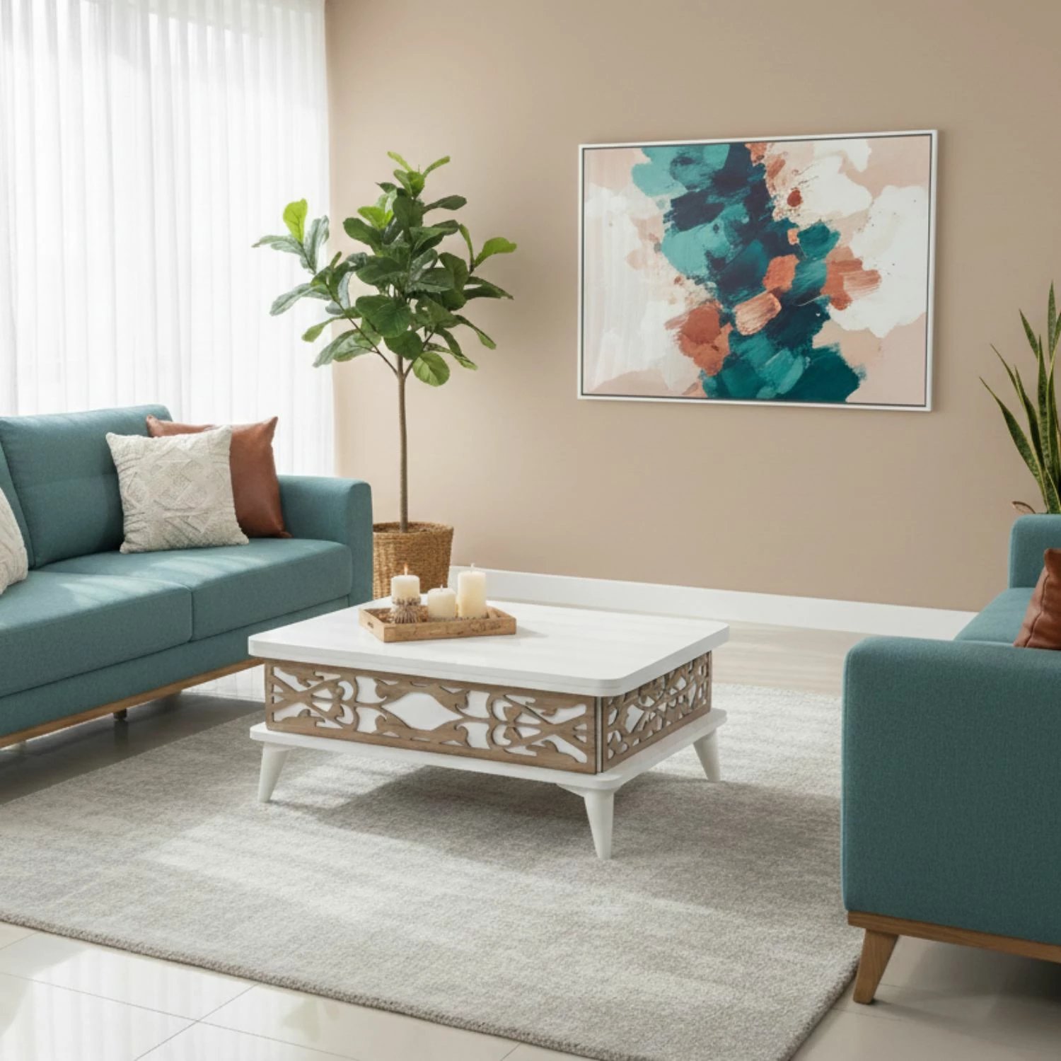 Tavolinë për kafe Skye Decor, Ada, e bardhë