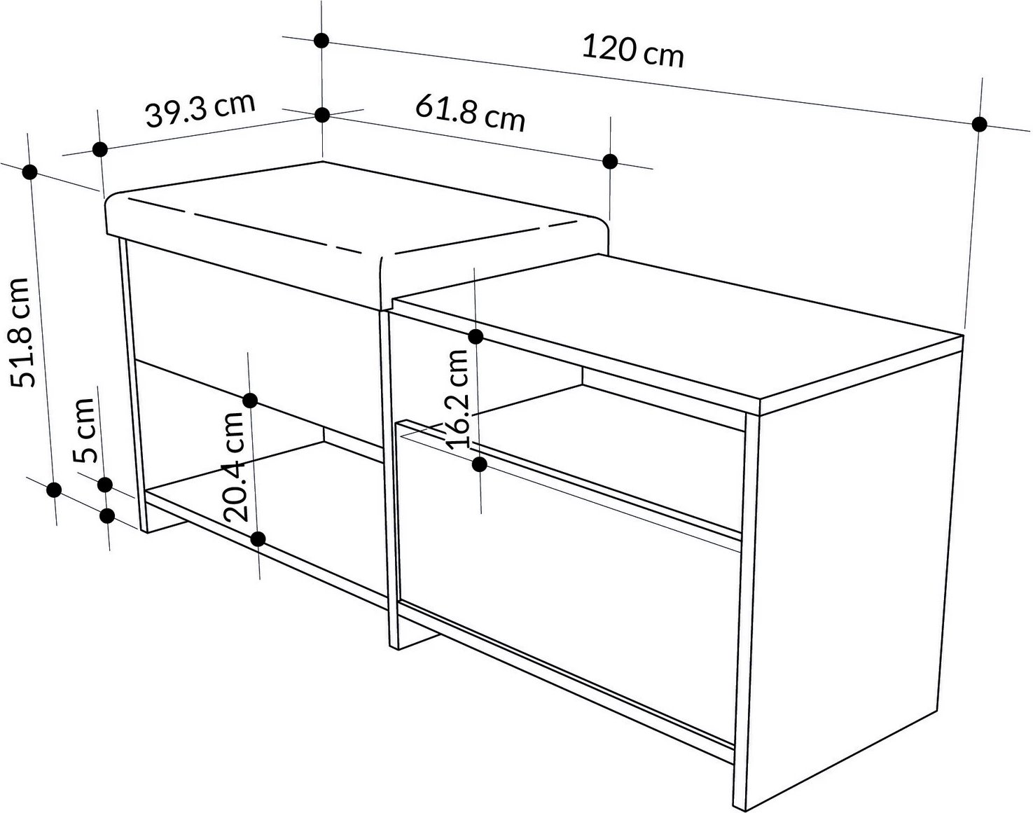 Dollap për këpucë me ulëse, ngjyrë antracit, Skye Decor, Filux