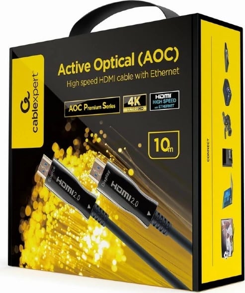 Kabllo HDMI Gembird CCBP-HDMI-AOC-10M-02, 10 m, 4K, e zezë
