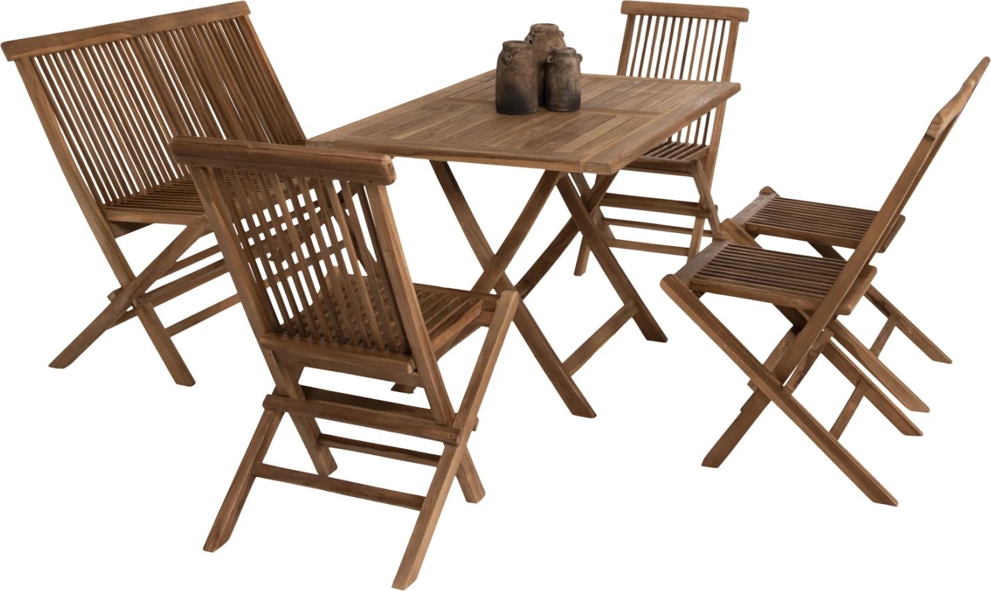 Set tavoline me karrige për terasë, 6 copë, Kendall FH11954, dru teak, ngjyrë natyrale