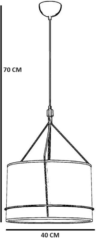 Llambë tavani Opviq, 8802-2, trup metali, kapak stofi, e zezë/krem, 40x70cm