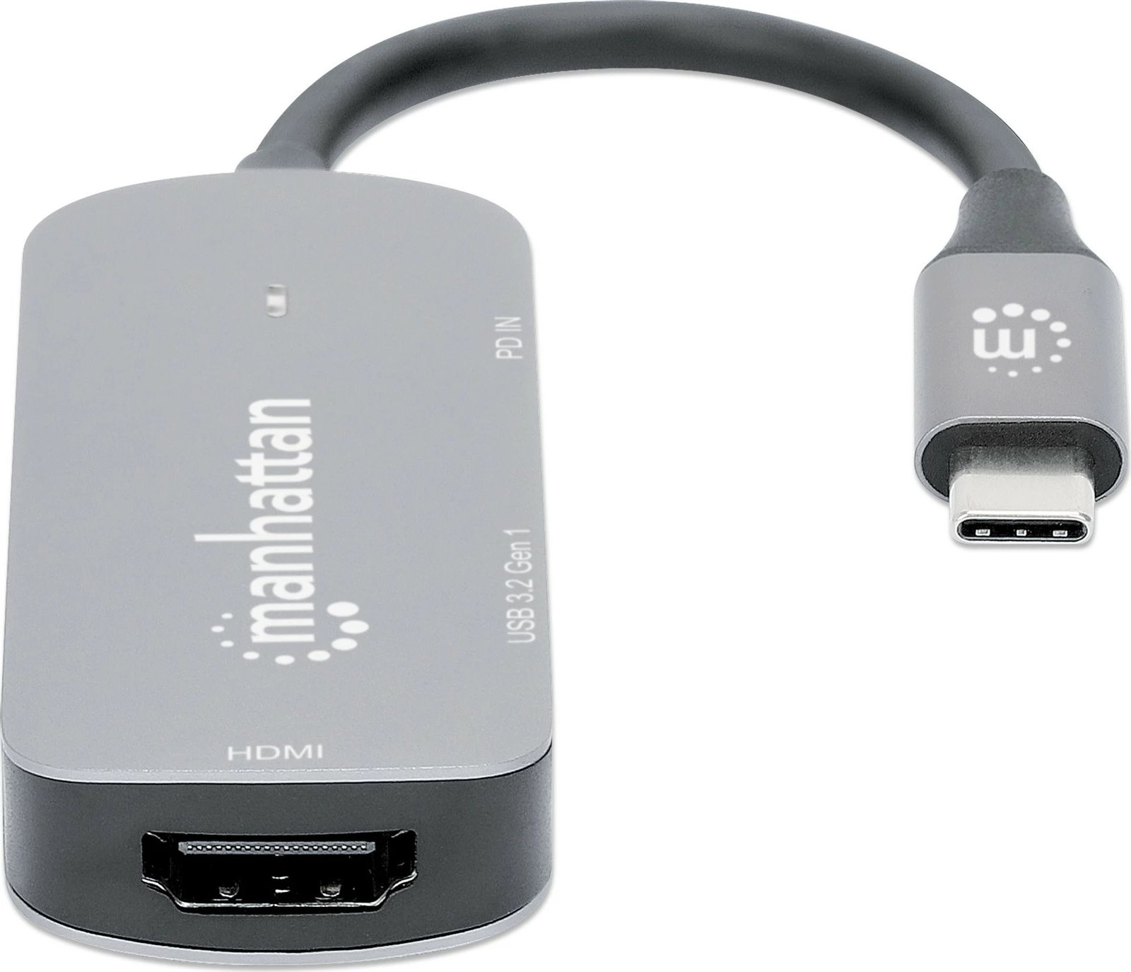 Dock 3-në-1 MANHATTAN, USB-A/USB-C, HDMI 4K60, USB Power Delivery, argjendtë