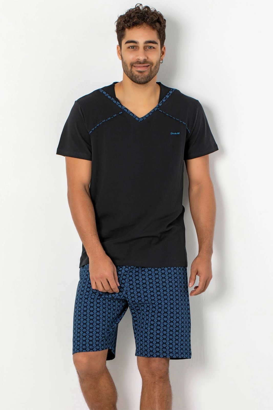 Set pizhamash për burra, Jumeon, 002-000465, e zezë, blu e errët