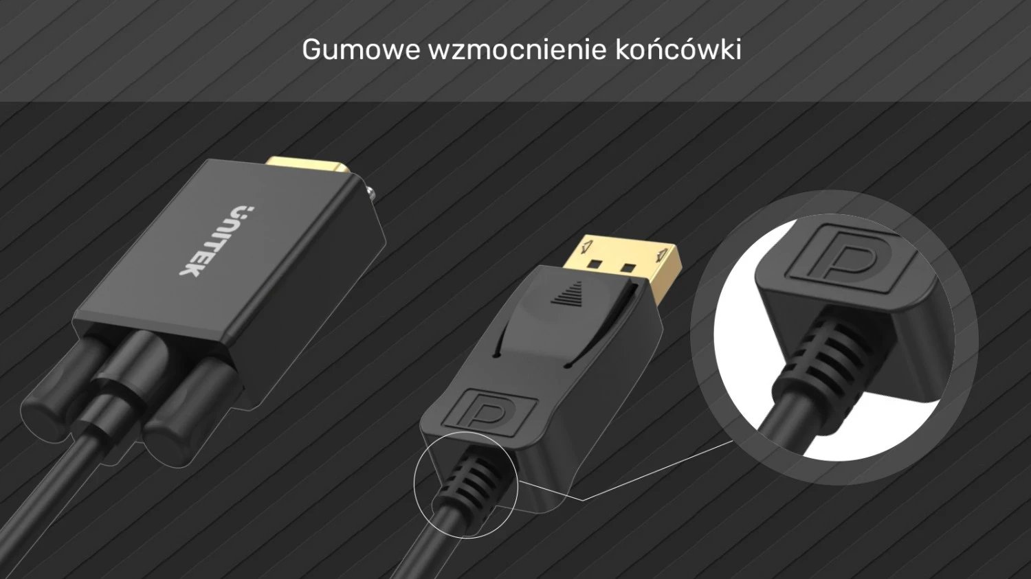 Kabllo Unitek DisplayPort - VGA, 1.8m, e zezë 