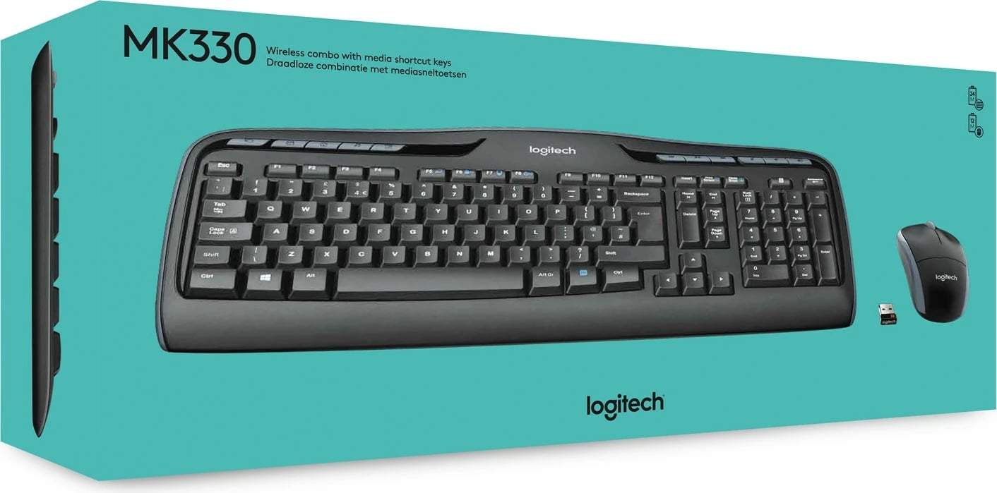 Set tastierë & maus Logitech MK330, wireless, i zi