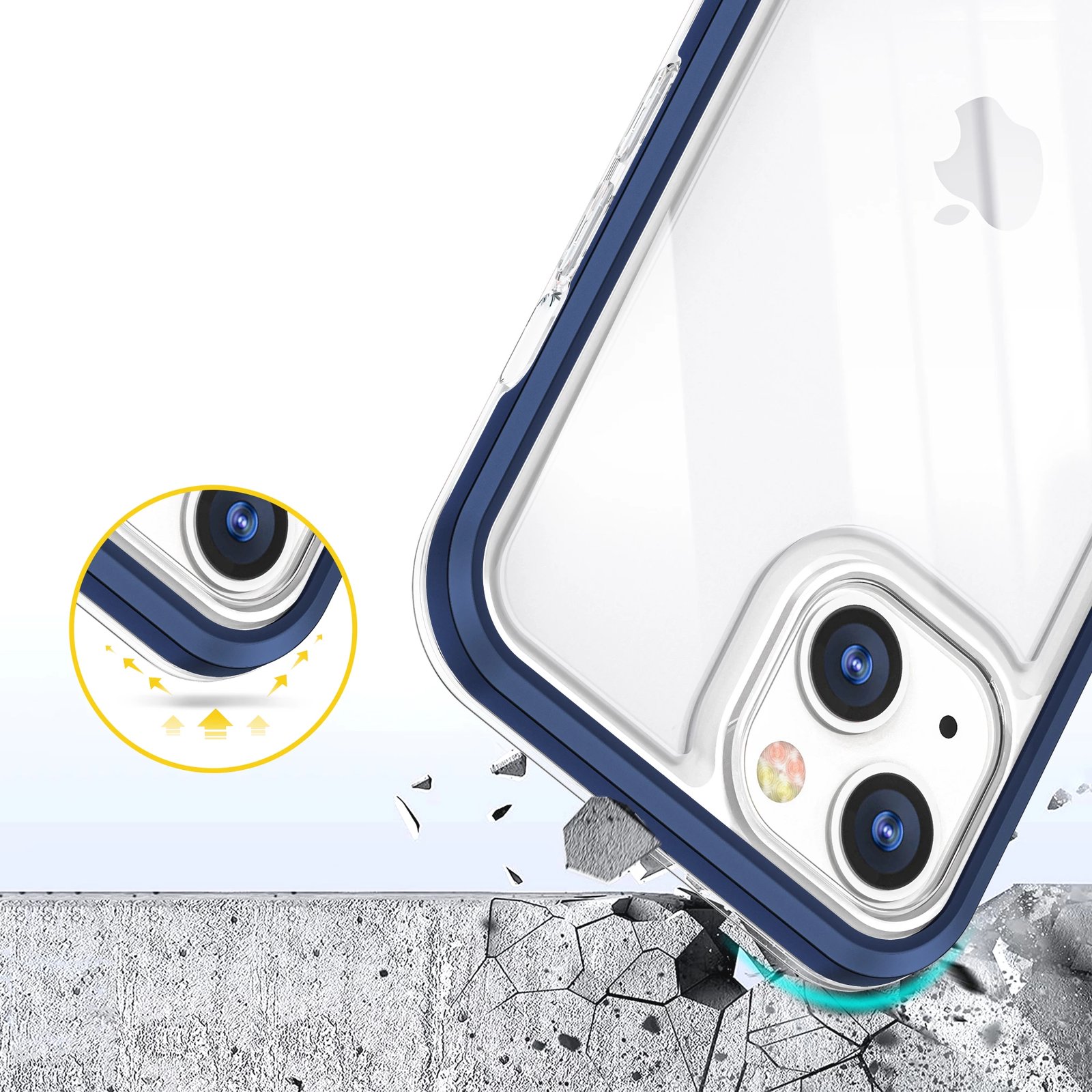 Mbështjellës Hurtel Hybrid Armor Clear 3in1 për iPhone 13 mini, Kaltër/Transparent