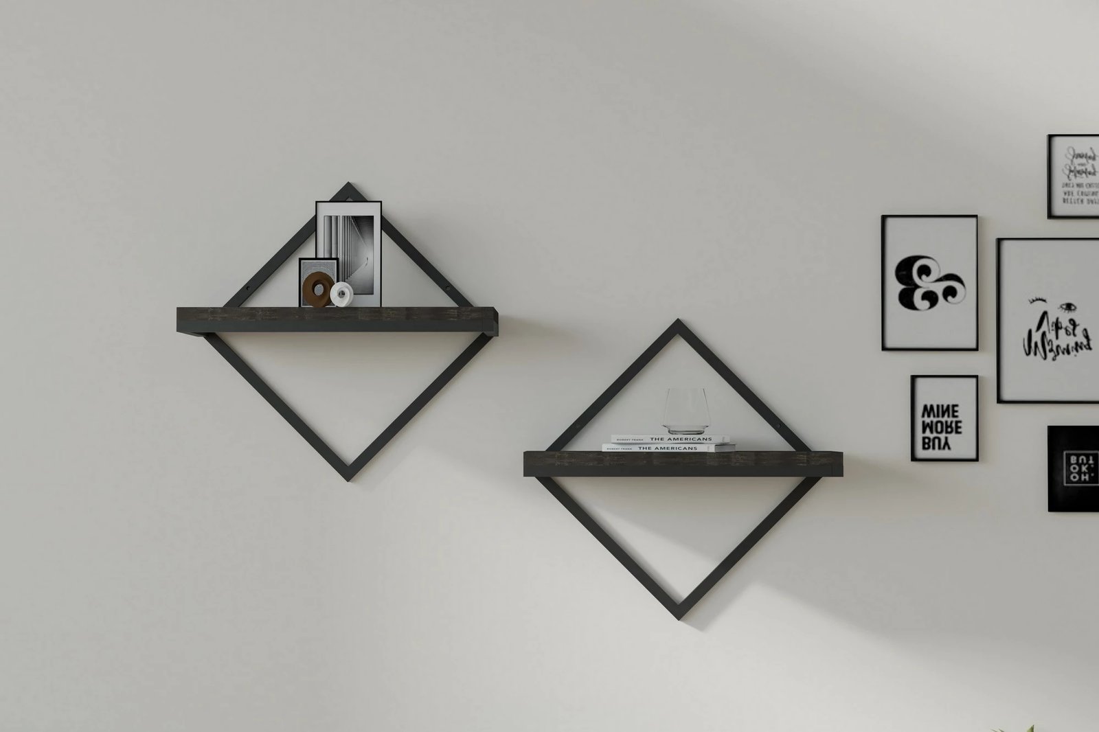 Raft muri Hanah Home, Sezo, antracit, 2 copë