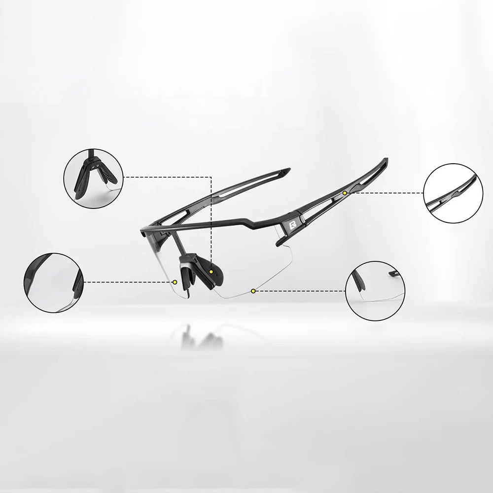 Syze çiklizmi Rockbros 10173, foto-kromatike, UV400, e zezë/e kuqe