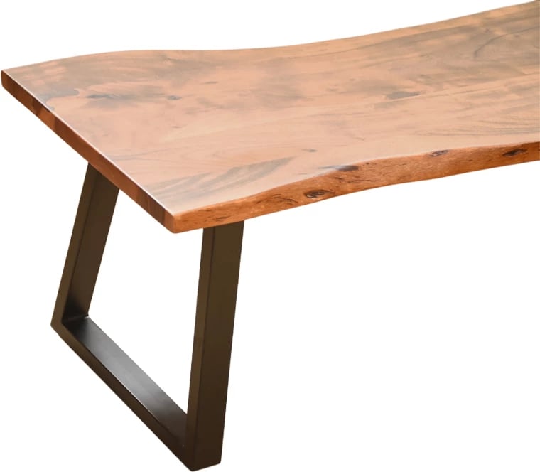 Bankë Miles Slim, dru akacie masiv, ngjyrë arre, këmbë metalike të zeza, 160x40x45cm