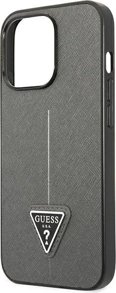 Mbështjellës Guess Saffiano Triangle Logo për iPhone 13 Pro Max 6.7", argjend Mbështjellës Guess Saffiano Triangle Logo për iPhone 13 Pro Max 6.7", argjend