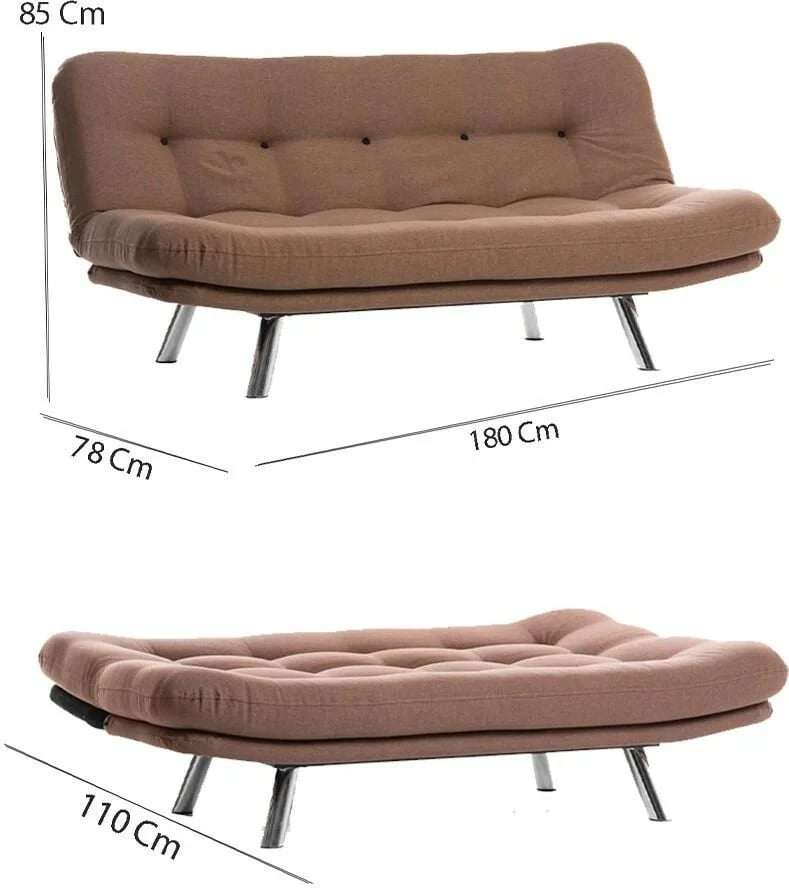 Krevat-sofa 3 vende, Atelier del Sofa, Misa Small, ngjyrë kafe e çelët