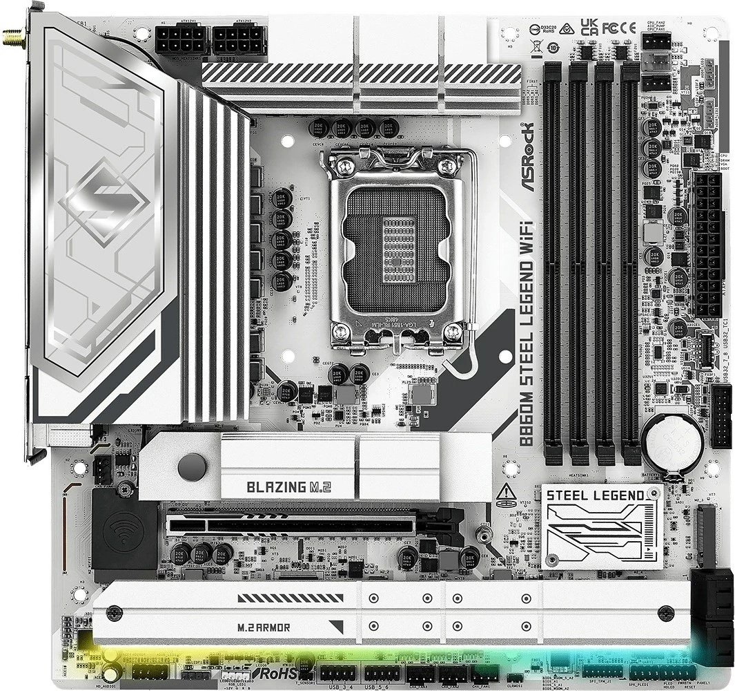 Pllakë amë ASRock B860M Steel Legend WiFi, micro ATX, Socket 1851, e bardhë