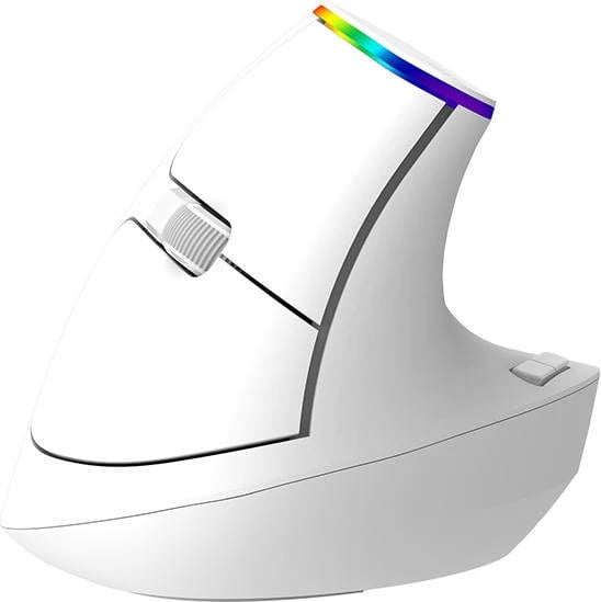 Maus vertikal Delux M618C, wireless, RGB, i bardhë