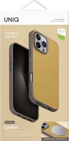 Mbështjellës UNIQ Lyden DS për iPhone 16 Pro Max 6.9", Magclick, verdhë-gri