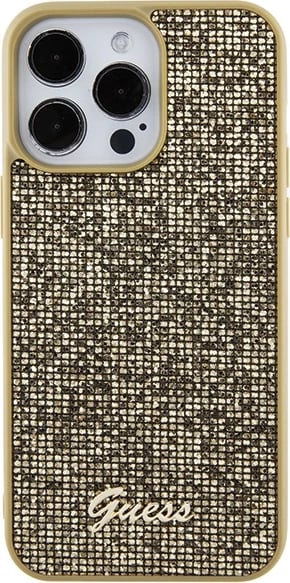 Mbështjellës Guess Disco Metal Script për iPhone 15 Pro Max, ari Mbështjellës Guess Disco Metal Script për iPhone 15 Pro Max, ari
