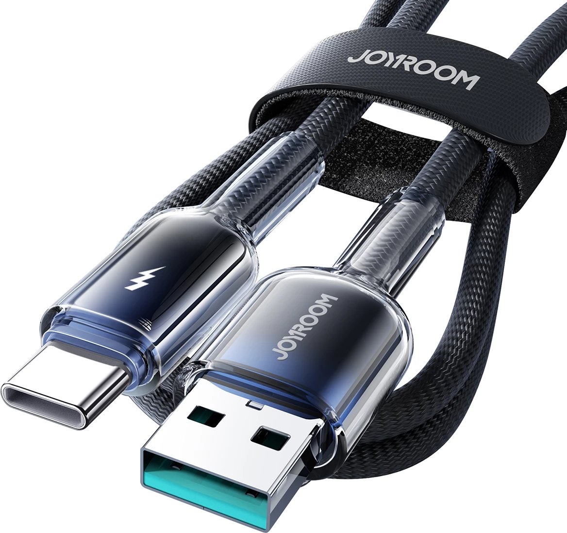 Kabllo Joyroom S-A42 Crystal-Clear Series, USB-A në USB-C, 1.2m, 3A, e zezë
