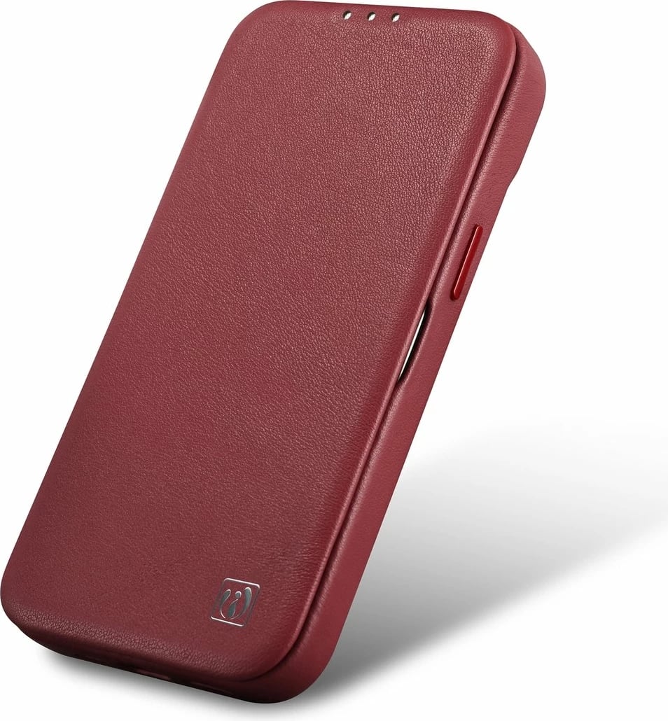 Mbështjellës iCarer CE Premium lëkurë folio për iPhone 14 Pro Max, MagSafe, Kuq