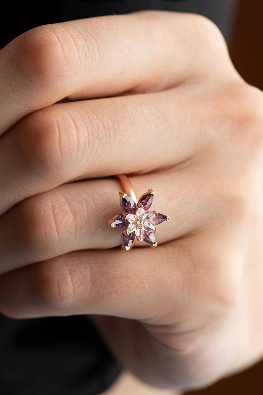 Unazë argjendi Jumeon, ngjyrë ari, e purpurt dhe e bardhë, NRZ999203