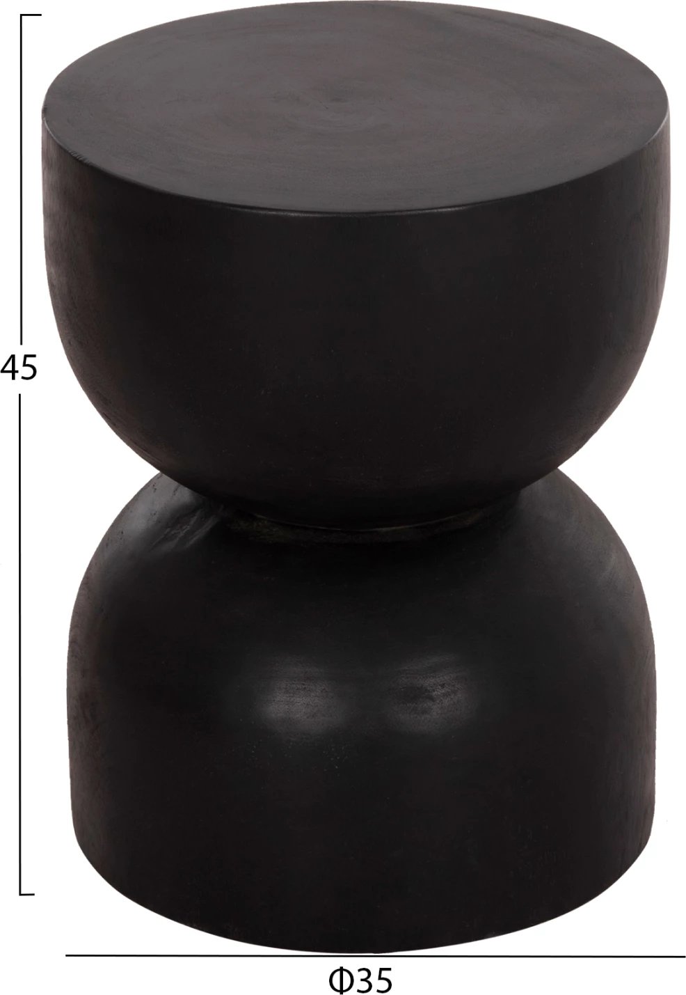 Stool i rrumbullakët FEBRY, dru suar i fortë, ngjyrë e zezë, FH9753.12, 35x45cm