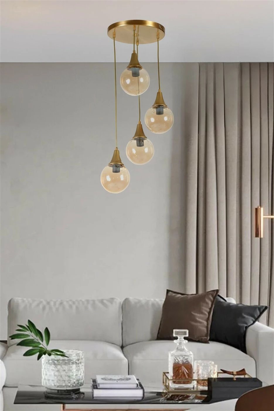 Llambë tavani Opviq Afra, 4 gota, ngjyrë qelibar dhe ari