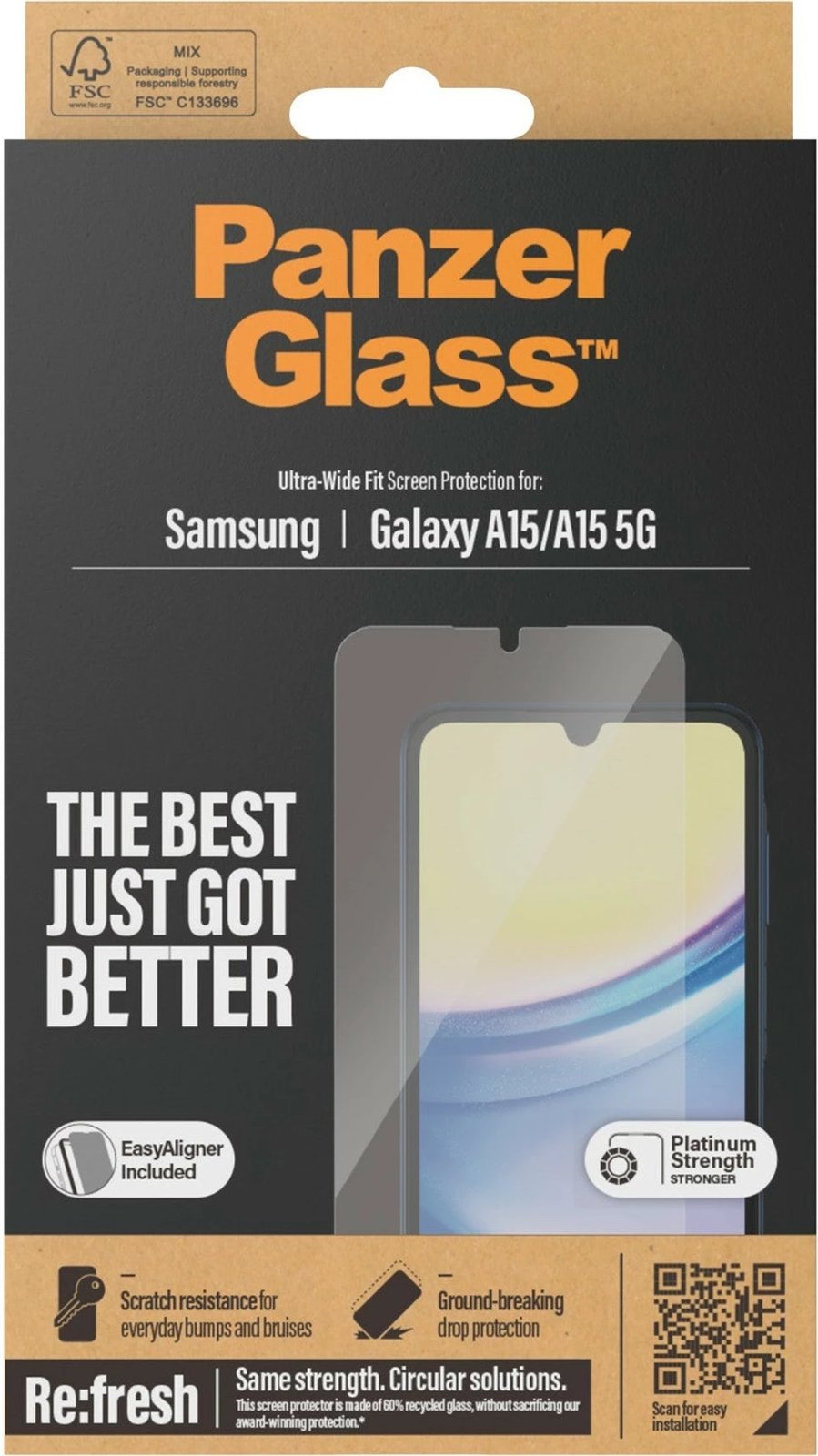 Mbrojtës ekrani PanzerGlass Samsung Galaxy A15/A15 5G, transparent