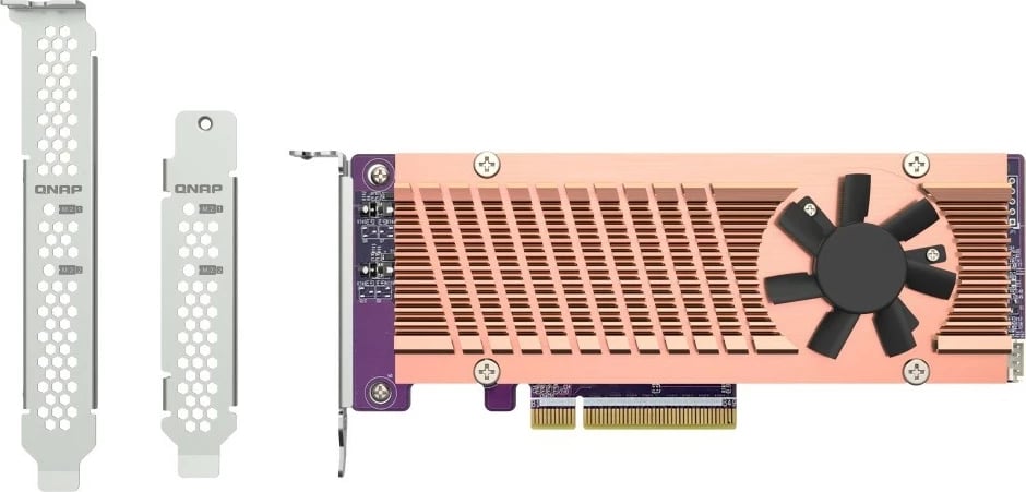 Kartë zgjerimi QNAP QM2-2P-384A, 2x M.2 NVMe, PCIe 3.0, me ftohje, Portokalli