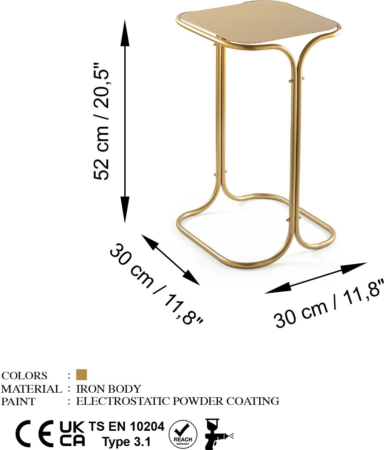 Tavolinë kafeje metalike, ngjyrë ari, Hanah Home, SHB-001-B