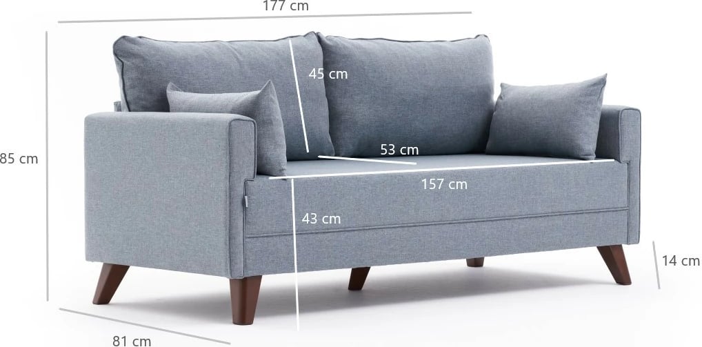 Kauç dy ulëse, ngjyrë kaltër, Bella Soft, Atelier del Sofa